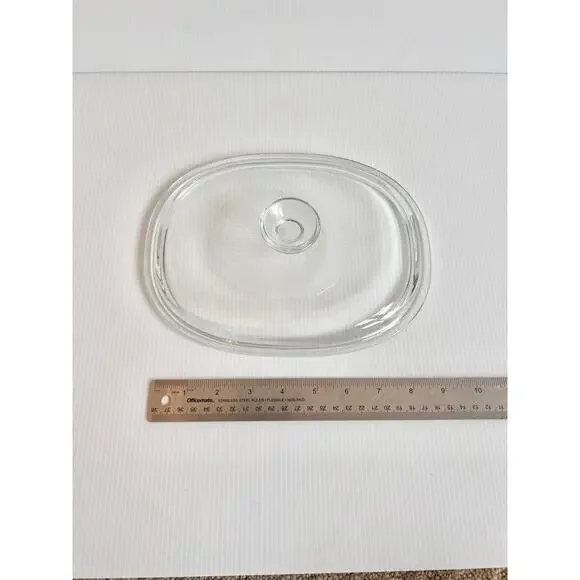 PYREX F12-C A Clear Oval Glass Lid Only Corning Ware 9x7 Inch No Chips Or Cracks - Picture 2 of 5